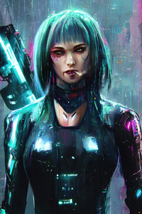 1125x2436 The Cyberpunk Assassin Girl 4k