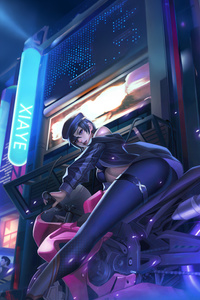 The Cyberpunk Biker Queen (320x480) Resolution Wallpaper