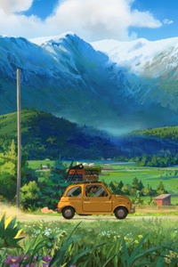 The Drive To Somewhere Peaceful Countryside Adventure (320x568) Resolution Wallpaper