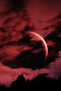 The Elder Scrools V Skyrim Red Moon (360x640) Resolution Wallpaper