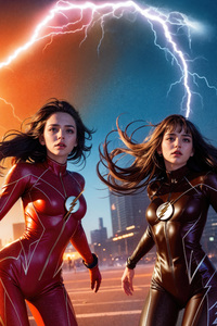 The Flash Girls Multiverse (320x568) Resolution Wallpaper