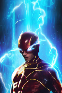 320x480 The Flash Unleashing The Power With Glowing Blue Eyes