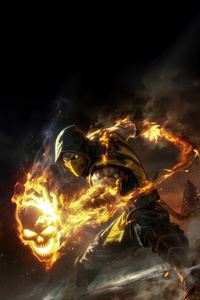 The Hellfire Ninja Scorpion 4k (1280x2120) Resolution Wallpaper
