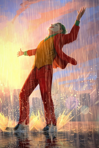 The Joker Menacing Rain (1280x2120) Resolution Wallpaper