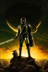 1440x2960 The Mandalorian And The Enigmatic Baby Yoda