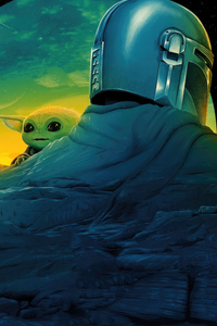 The Mandalorian Featuring Baby Yoda (720x1280) Resolution Wallpaper