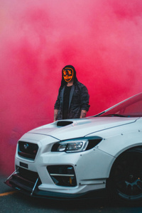 The Masked Man And Mercedes Benz (640x960) Resolution Wallpaper