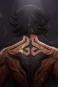 The Mysterious Ninja Boy With A Tattooed Back (360x640) Resolution Wallpaper