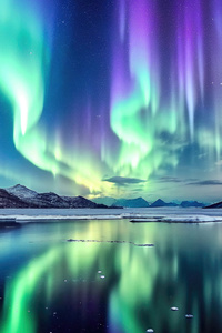 The Northern Lights Dancing Over A Frozen Lake (640x1136) Resolution Wallpaper