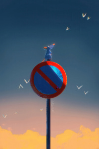 The Rat On The Signal Board (1280x2120) Resolution Wallpaper