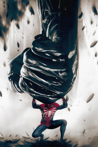 The Symbiote Showdown Spider Man Vs Venom (1280x2120) Resolution Wallpaper