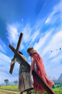 The Weight Of Sacrifice Jesus Carrying The Cross (1080x2280) Resolution Wallpaper