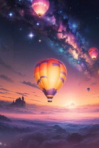 The Whimsical Balloon Caravan (1280x2120) Resolution Wallpaper