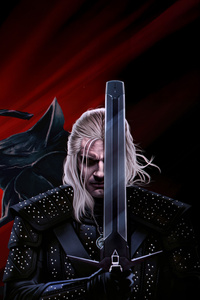 The White Wolf Geralt (320x568) Resolution Wallpaper