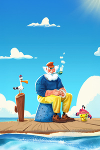 The Wise Fisherman (240x320) Resolution Wallpaper