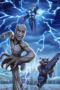 Thor And Baby Groot 4k (1080x1920) Resolution Wallpaper
