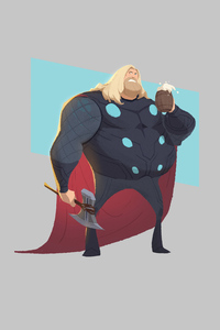Thor Eating Ice Cream (320x568) Resolution Wallpaper