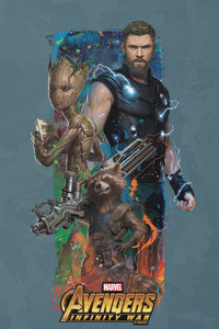 Thor Rocket Groot Avengers Infinity War Artwork