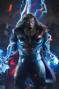 Thor With Mjolnir And Stormbreaker (1280x2120) Resolution Wallpaper