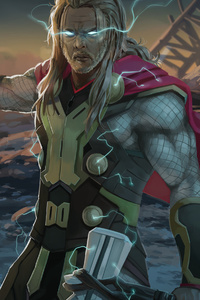 Thor With Two Hammers (1080x2160) Resolution Wallpaper