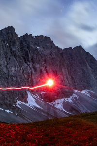 Thunder Strike Light Mountain Range (1125x2436) Resolution Wallpaper