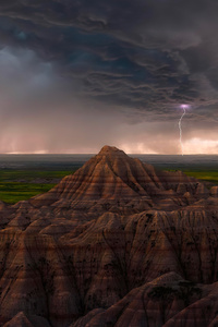 480x800 Thunderstorm Over The Badlands Of South Dakota