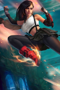 Tifa Lockhart In Action (1080x2400) Resolution Wallpaper