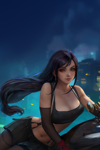 Tifa Lockhart Riding Bike (240x400) Resolution Wallpaper