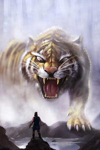Tiger In The Woods (640x1136) Resolution Wallpaper
