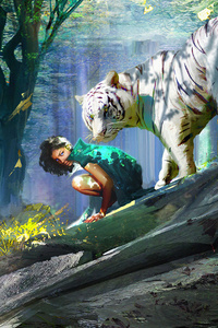 Tiger With Master 4k (640x1136) Resolution Wallpaper