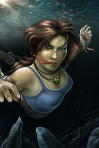 Tomb Raider Reborn Underwater (360x640) Resolution Wallpaper