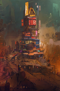 Tower City Adventure Science Fiction 4k (1280x2120) Resolution Wallpaper