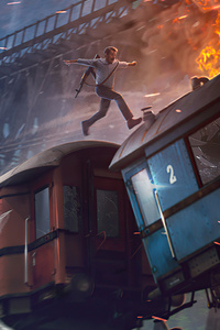 Train Jump (320x568) Resolution Wallpaper
