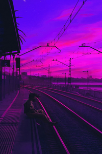 480x854 Train Station Synthwave