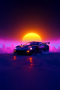 Turbo Twilight Retro Racer Reign (750x1334) Resolution Wallpaper