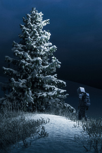 Tv Head Guy Silent Night Wanderer (240x400) Resolution Wallpaper