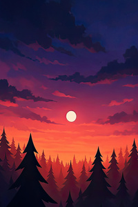 Twilight Forest Illustration (320x480) Resolution Wallpaper