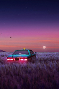 Twilight Taxi A Ride Into The Horizon (750x1334) Resolution Wallpaper