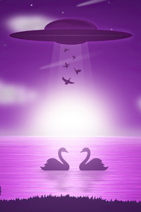 2160x3840 Ufo Swan Illustration