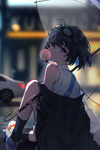 720x1280 Umbrella Short Hair Anime Girl 5k