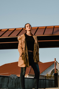 Urban Girl Golden Hour On A Parking Deck (1080x2400) Resolution Wallpaper