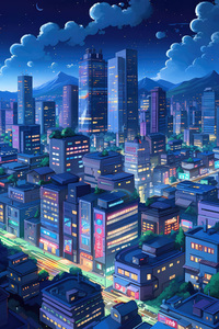 Urban Luminous Symphony A City Thrives In Vibrant Glow (240x400) Resolution Wallpaper