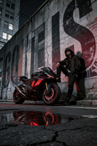 Urban Rebel Sportbike Anime Boy (1280x2120) Resolution Wallpaper