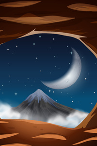 Vector Night View From The Cave (480x800) Resolution Wallpaper