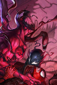 Venom And Carnage To The Death 4k (640x960) Resolution Wallpaper