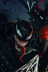 Venom And Spiderman Art (1440x2560) Resolution Wallpaper
