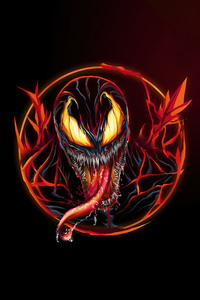 Venom Carnage Fire Minimal 8k (1080x2280) Resolution Wallpaper