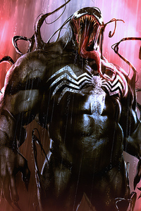 Venom Face Art (320x568) Resolution Wallpaper