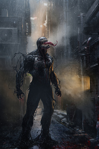 Venom In Rain (640x1136) Resolution Wallpaper
