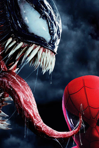 Venom Licking Spiderman 4k (640x960) Resolution Wallpaper
